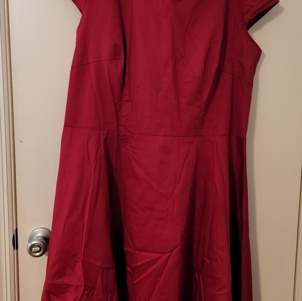 Dress Tells Red retro style flare skirt dress